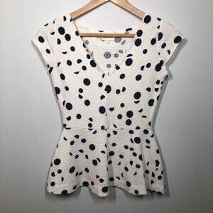 ANTHROPOLOGIE Deletta Diamond-Knit Peplum‎ Top Size  XS